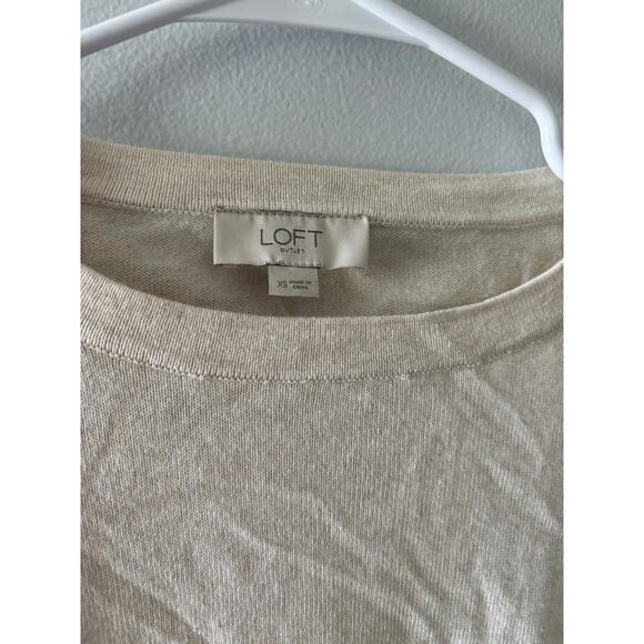 LOFT Womens Crewneck Pullover Sweater Size XS Cream Floral Sleeve Office Neutral - Picture 4 of 6